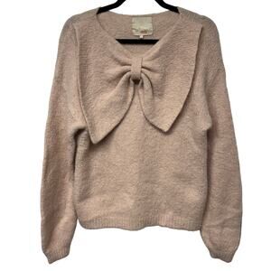 ByTimo Womens Alpaca Wool Blend Sweater Big Bow Light Muted Pink Size Small